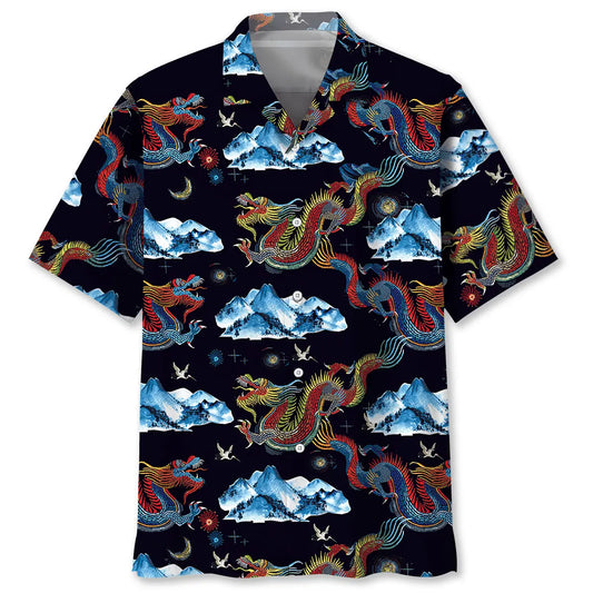 Chinese Dragon Mountain Hawaiian Shirt For Resort Trips, Coastal Parties, And Warm Weather Style