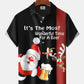 Retro Christmas Holiday Santa Elk Beer Bowling Hawaiian Shirt For Summer Vacation, Beach Travel, And Casual Wear