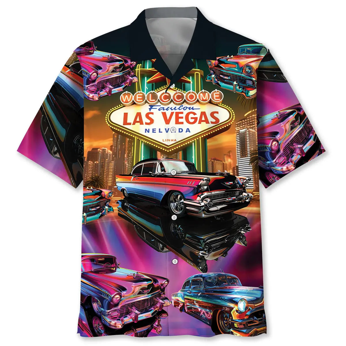 Classic Car Las Vegas Hawaiian Shirt For Motorsport Events, Beach Travel, And Thoughtful Gift Giving