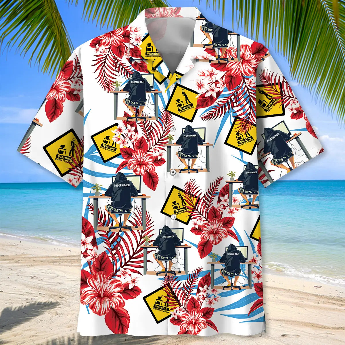 Coding In Progress Hawaiian Shirt For Coastal Festival And Resort Wear