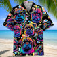 Creative Colorful Pug Hawaiian Shirt For Animal Lovers, Beach Travel, And Casual Summer Style