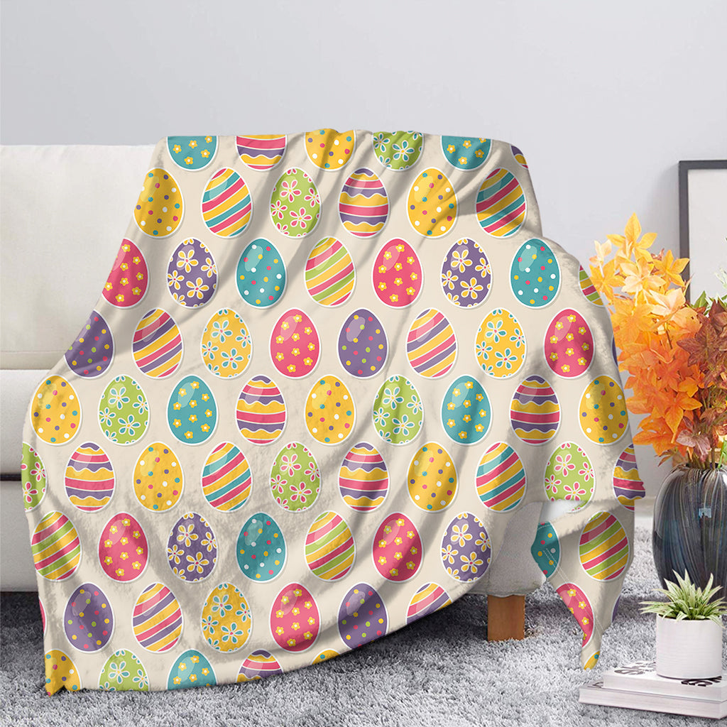 Colorful Easter Egg Pattern Flannel Blanket For Cozy Bedroom Sofa Decor