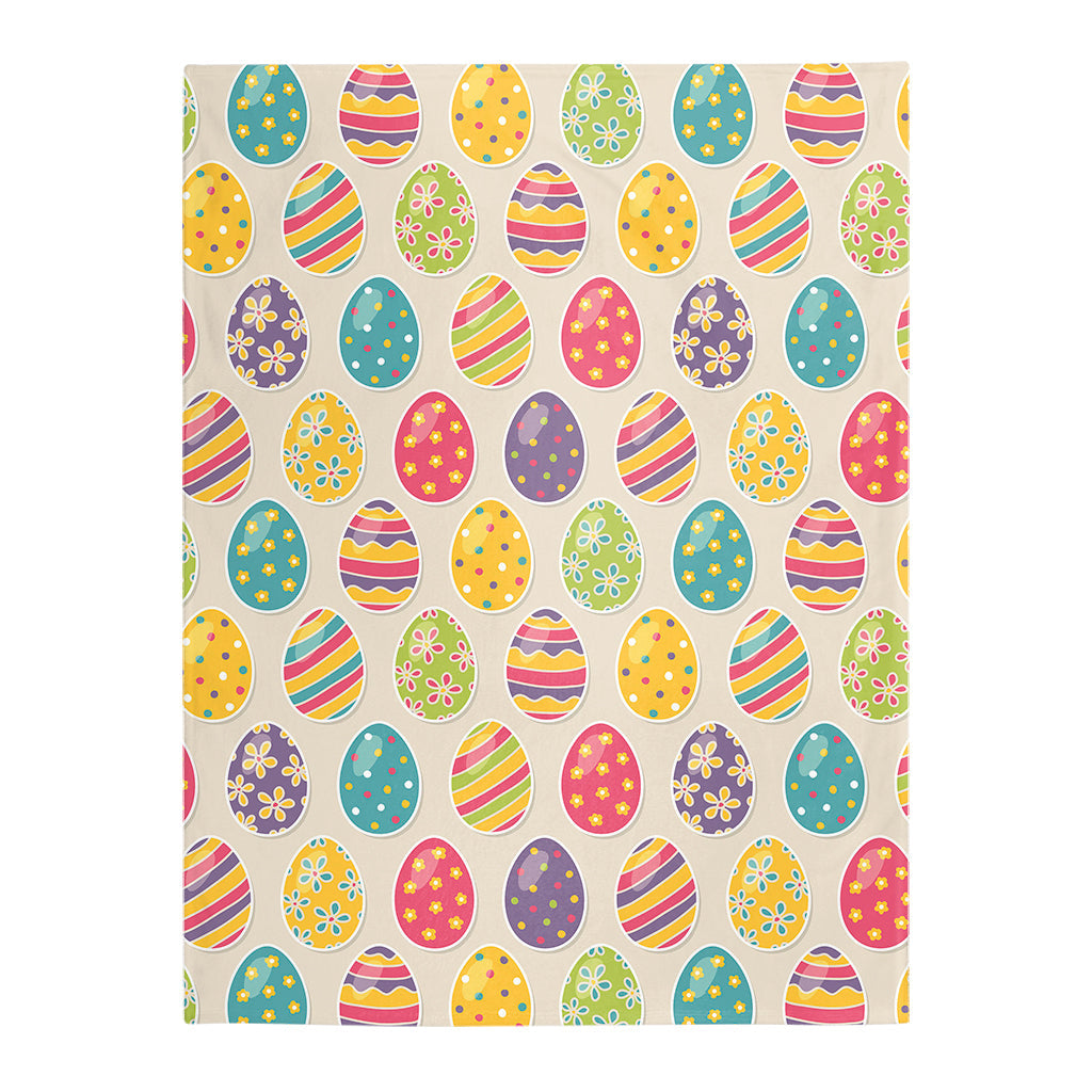 Colorful Easter Egg Pattern Flannel Blanket For Cozy Bedroom Sofa Decor