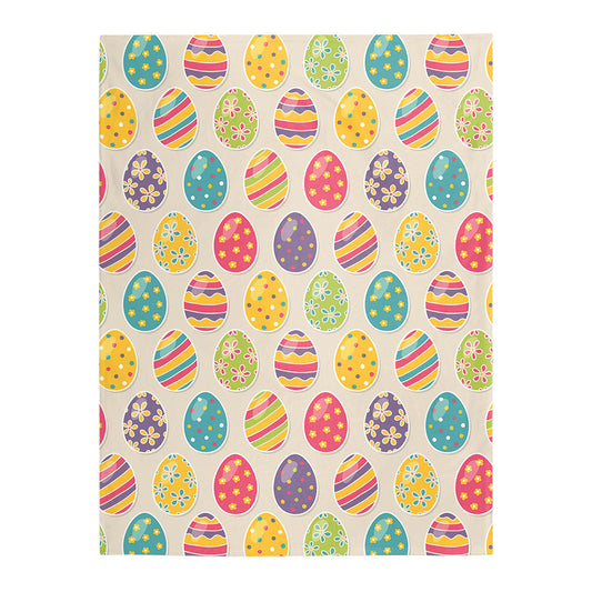 Colorful Easter Egg Pattern Flannel Blanket For Cozy Bedroom Sofa Decor