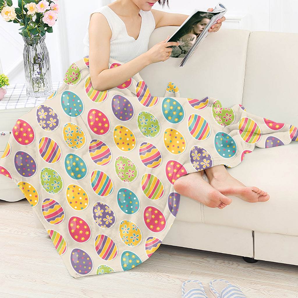 Colorful Easter Egg Pattern Flannel Blanket For Cozy Bedroom Sofa Decor