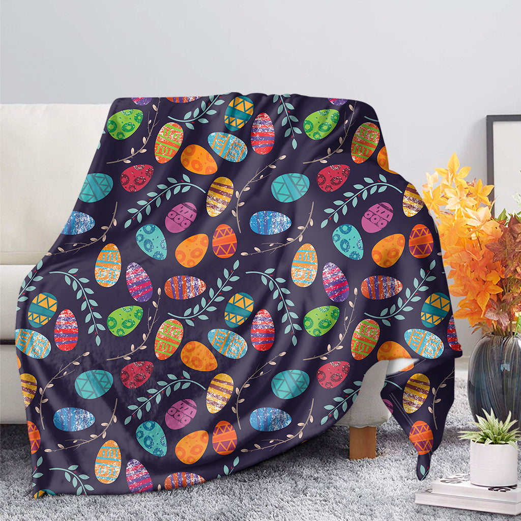 Colorful Easter Egg Pattern Flannel Blanket For Cozy Bedroom Sofa Decor