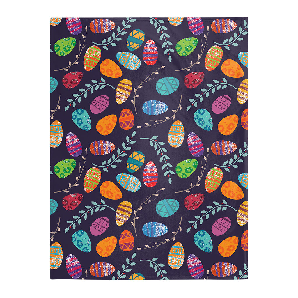 Colorful Easter Egg Pattern Flannel Blanket For Cozy Bedroom Sofa Decor