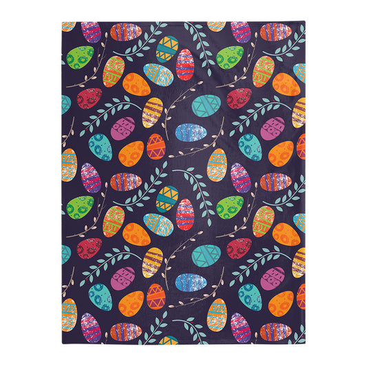 Colorful Easter Egg Pattern Flannel Blanket For Cozy Bedroom Sofa Decor