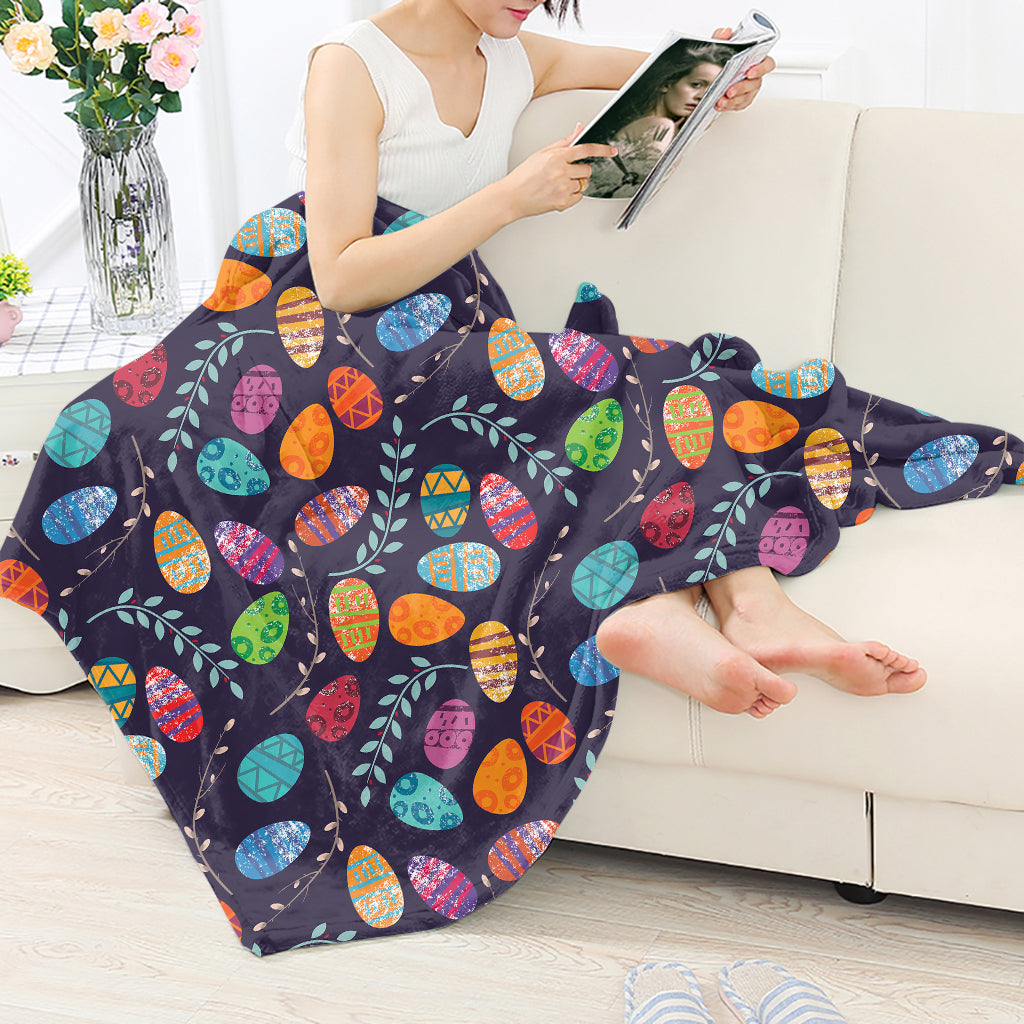 Colorful Easter Egg Pattern Flannel Blanket For Cozy Bedroom Sofa Decor