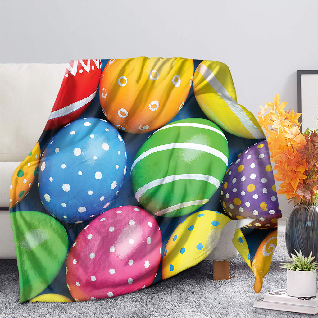 Colorful Easter Egg Pattern Flannel Blanket For Cozy Bedroom Sofa Decor