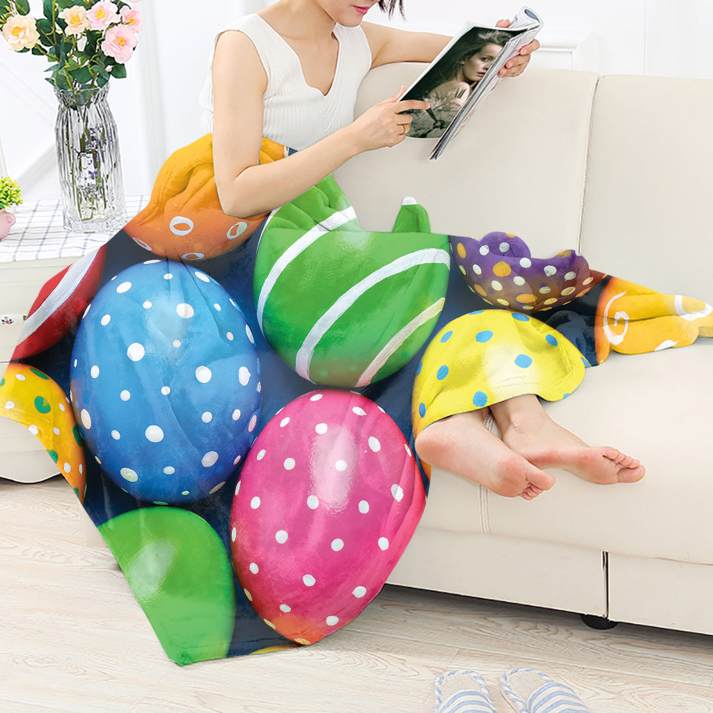 Colorful Easter Egg Pattern Flannel Blanket For Cozy Bedroom Sofa Decor