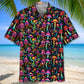 Colorful Mushroom Hawaiian Shirt For Summer Vacation, Beach Travel, And Casual Wear