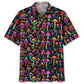 Colorful Mushroom Hawaiian Shirt For Summer Vacation, Beach Travel, And Casual Wear