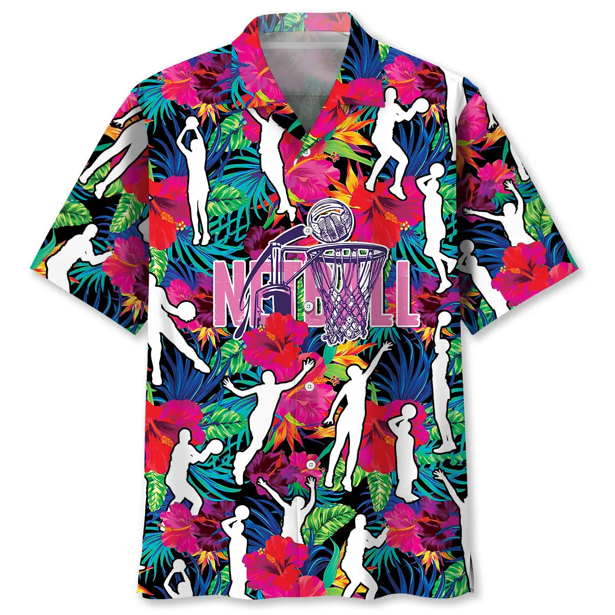 Colorful Tropical Netball Hawaiian Shirt For Tropical Holidays, Outdoor Gatherings, And Everyday Comfort
