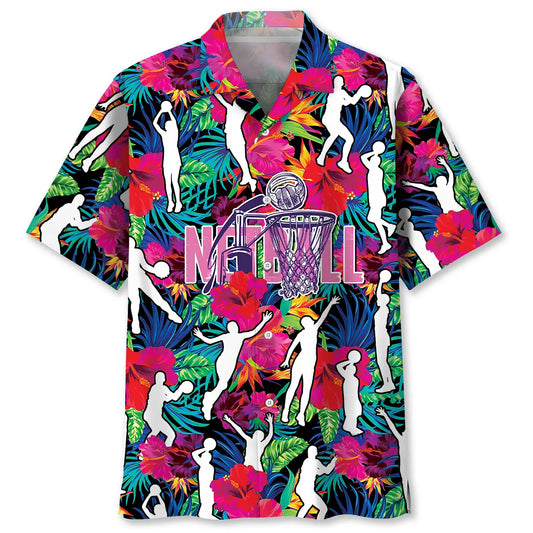 Colorful Tropical Netball Hawaiian Shirt For Tropical Holidays, Outdoor Gatherings, And Everyday Comfort