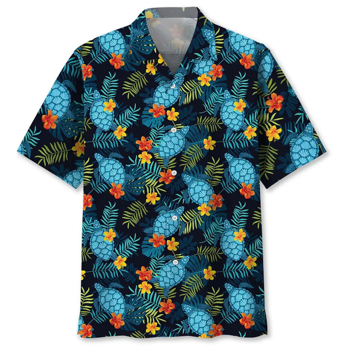 Colorful Tropical Turtle Hawaiian Shirt For Beach Days, Summer Outings, And Thoughtful Gift Giving