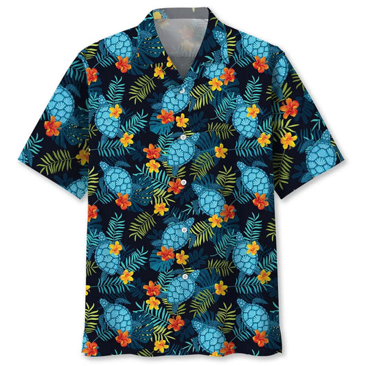 Colorful Tropical Turtle Hawaiian Shirt For Beach Days, Summer Outings, And Thoughtful Gift Giving