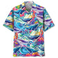 Colorful Whale Hawaiian Shirt For Animal Lovers, Beach Travel, And Casual Summer Style