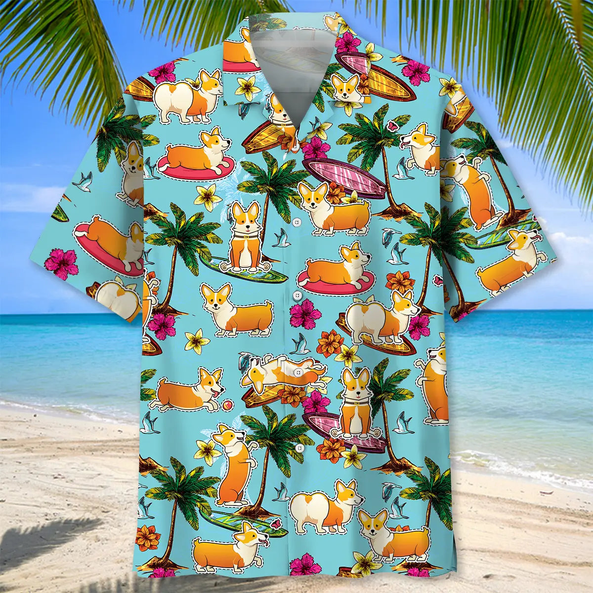 Corgi Beach Hawaiian Shirt For Beach Days, Summer Outings, And Thoughtful Gift Giving