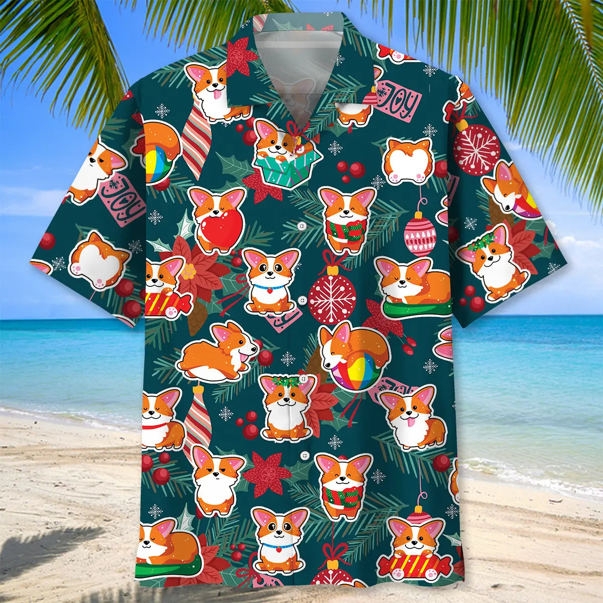 Corgi Christmas Hawaiian Shirt For Holiday Parties, Tropical Vacations, And Festive Gift Giving