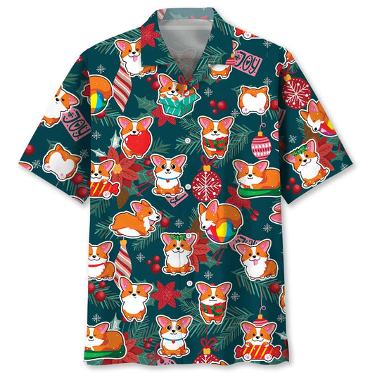 Corgi Christmas Hawaiian Shirt For Holiday Parties, Tropical Vacations, And Festive Gift Giving