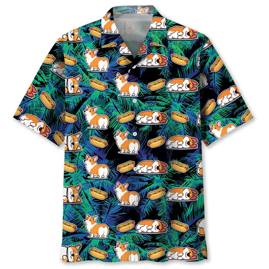 Corgi Hotdog Hawaiian Shirt For Resort Trips, Coastal Parties, And Warm Weather Style
