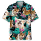 Floral Tropical Corgi Hawaiian Shirt For Summer Vacation, Beach Travel, And Casual Wear