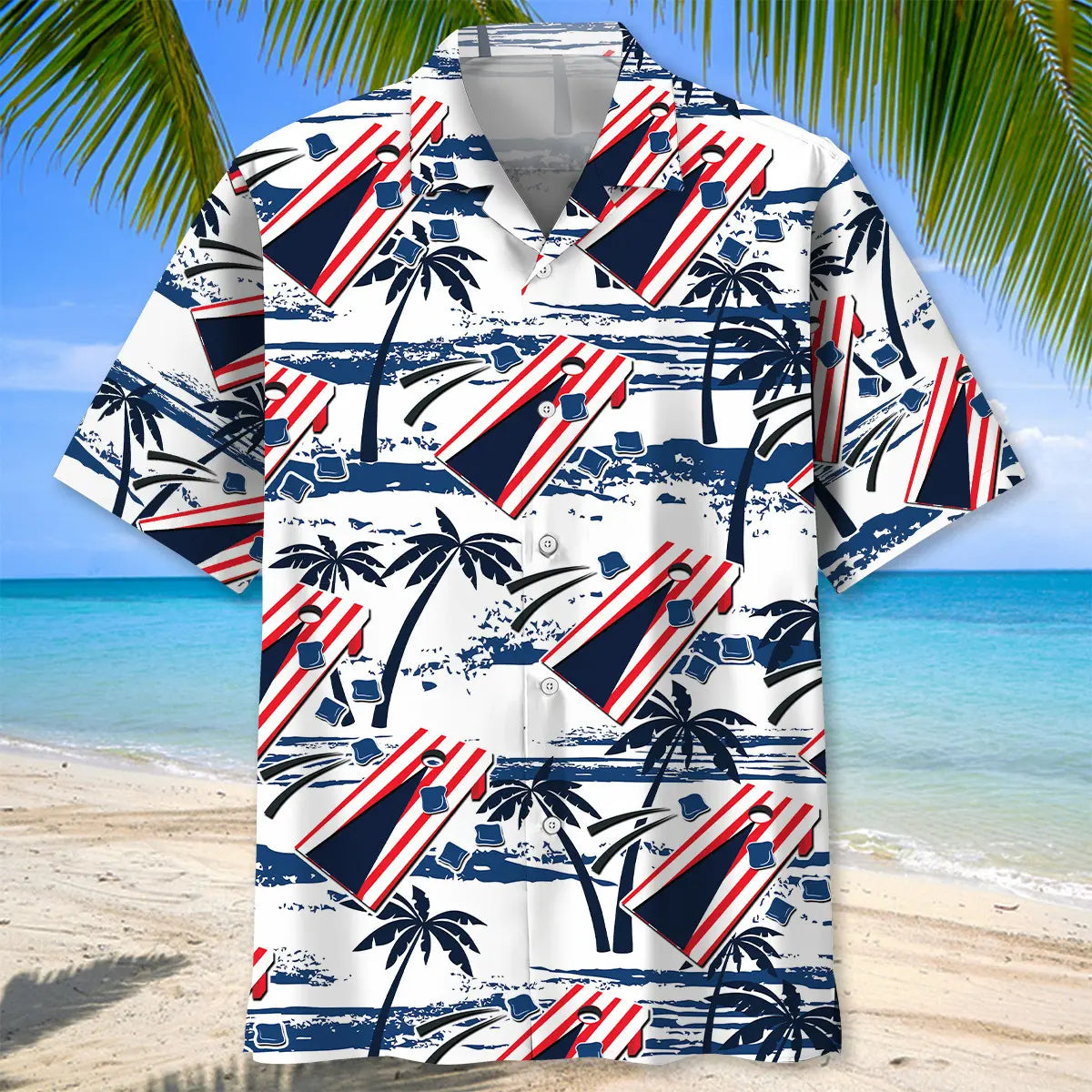 American Cornhole Beach Hawaiian Shirt For Island Vacations, Resort Wear, And Relaxed Seasonal Style