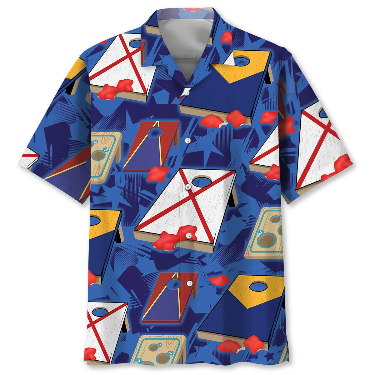 American Cornhole Blue Hawaiian Shirt For Heritage Inspired Events, Beach Travel, And Thoughtful Gifting