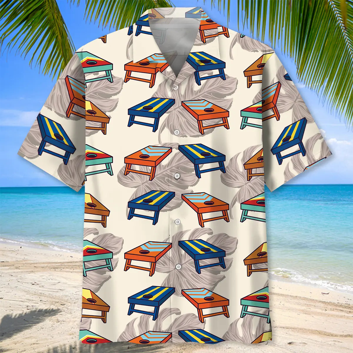 Cornhole Creative Pattern Hawaiian Shirt For Tropical Holidays, Outdoor Gatherings, And Everyday Comfort