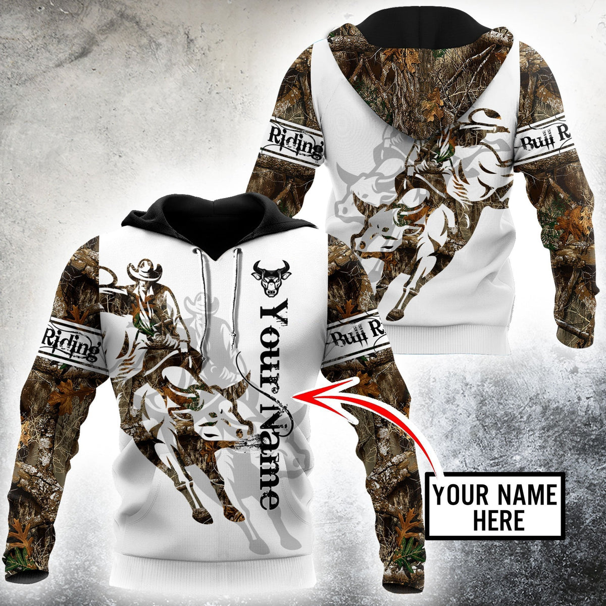 Bull Riding Tattoo Hoodie For Comfortable Daily Outfits Holidays And Casual Wear