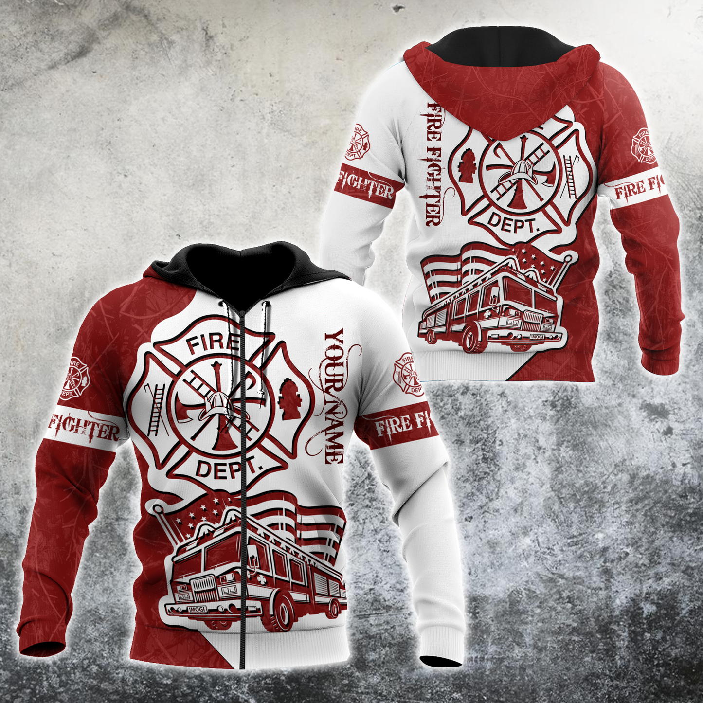 Red White Firefighter Personalized Hoodie For Service Appreciation Travel Days And Relaxed Style