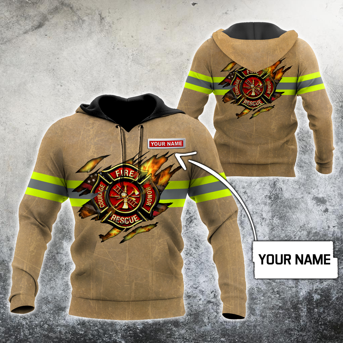 Firefighter Honor Rescue Courage Hoodie For First Responder Appreciation Everyday Wear And Gifts