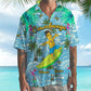 Island Cartoon Surfing Aloha Hawaiian Shirt For Island Vacations, Resort Wear, And Relaxed Seasonal Style