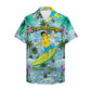 Island Cartoon Surfing Aloha Hawaiian Shirt For Island Vacations, Resort Wear, And Relaxed Seasonal Style