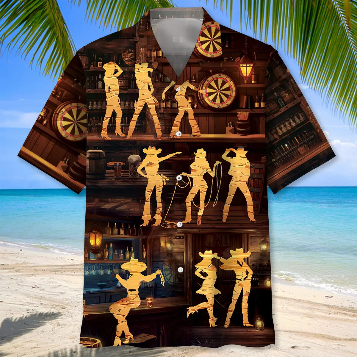 Cowboy Cowgirl Bar Hawaiian Shirt For Resort Trips, Coastal Parties, And Warm Weather Style