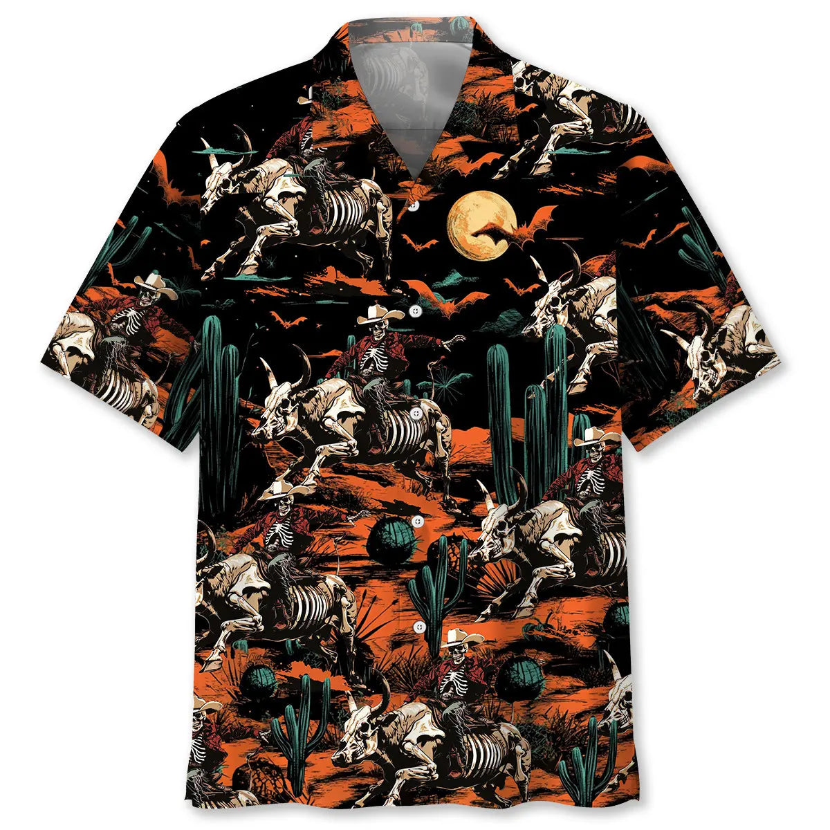 Halloween Cowboy Desert Hawaiian Shirt For Tropical Holidays, Outdoor Gatherings, And Everyday Comfort