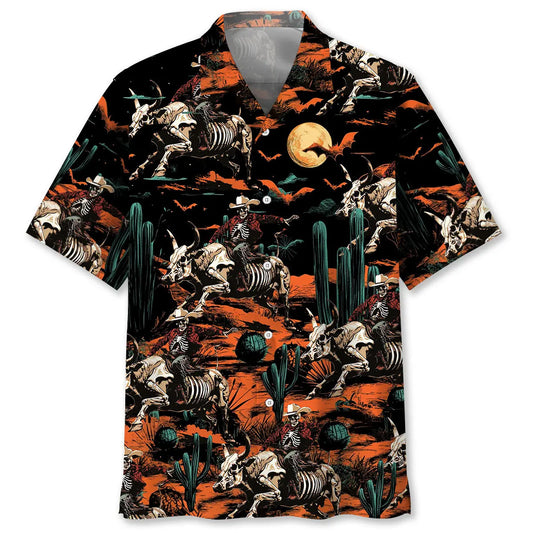 Halloween Cowboy Desert Hawaiian Shirt For Tropical Holidays, Outdoor Gatherings, And Everyday Comfort