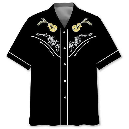 Cowboy Guitar Hawaiian Shirt For Island Vacations, Resort Wear, And Relaxed Seasonal Style