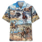 Cowboy Life Vintage Art Pocket Hawaiian Shirt For Beachside Event, Seasonal Celebration, And Relaxed Summer Style