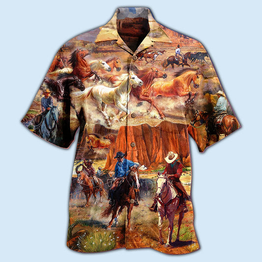 Western Cowboy Freedom Strong Hawaiian Shirt Pattern Detail For Summer Holidays And Outdoor Fun