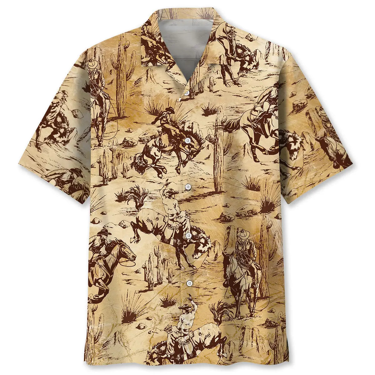 Cowboy Riding Horse Hawaiian Shirt For Tropical Holidays, Outdoor Gatherings, And Everyday Comfort