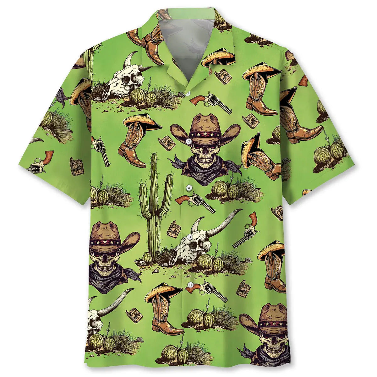 Cowboy Skull Cactus Hawaiian Shirt For Beach Days, Summer Outings, And Thoughtful Gift Giving