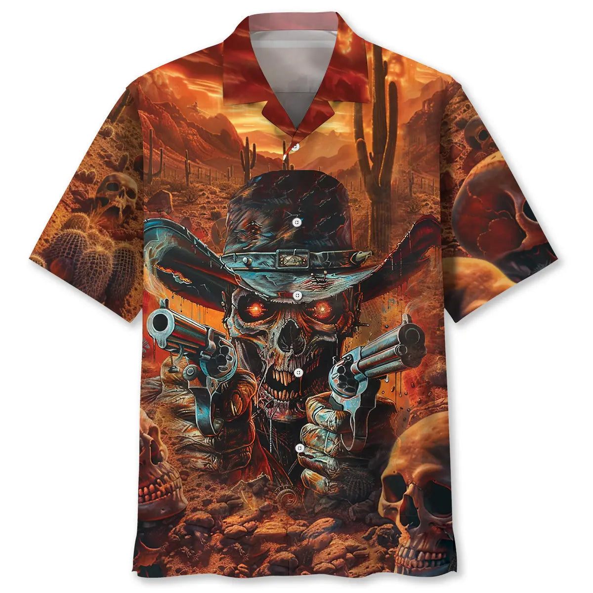 Cowboy Skull Sheriff Hawaiian Shirt For Island Vacations, Resort Wear, And Relaxed Seasonal Style