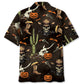 Halloween Cowboy Skull Hawaiian Shirt For Halloween Parties, Beach Trips, And Bold Seasonal Style