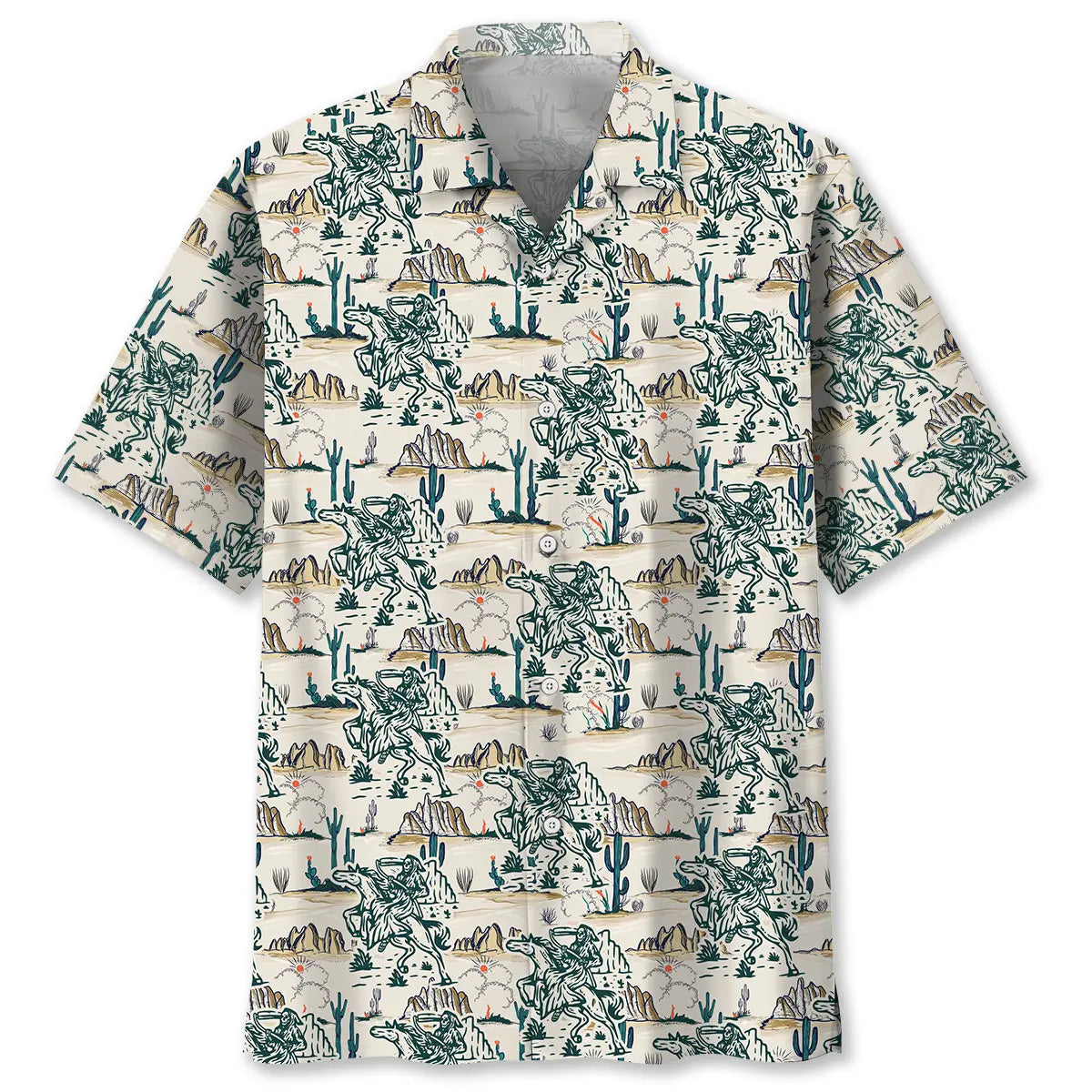 Cowboy Skull Hawaiian Shirt For Island Vacations, Resort Wear, And Relaxed Seasonal Style