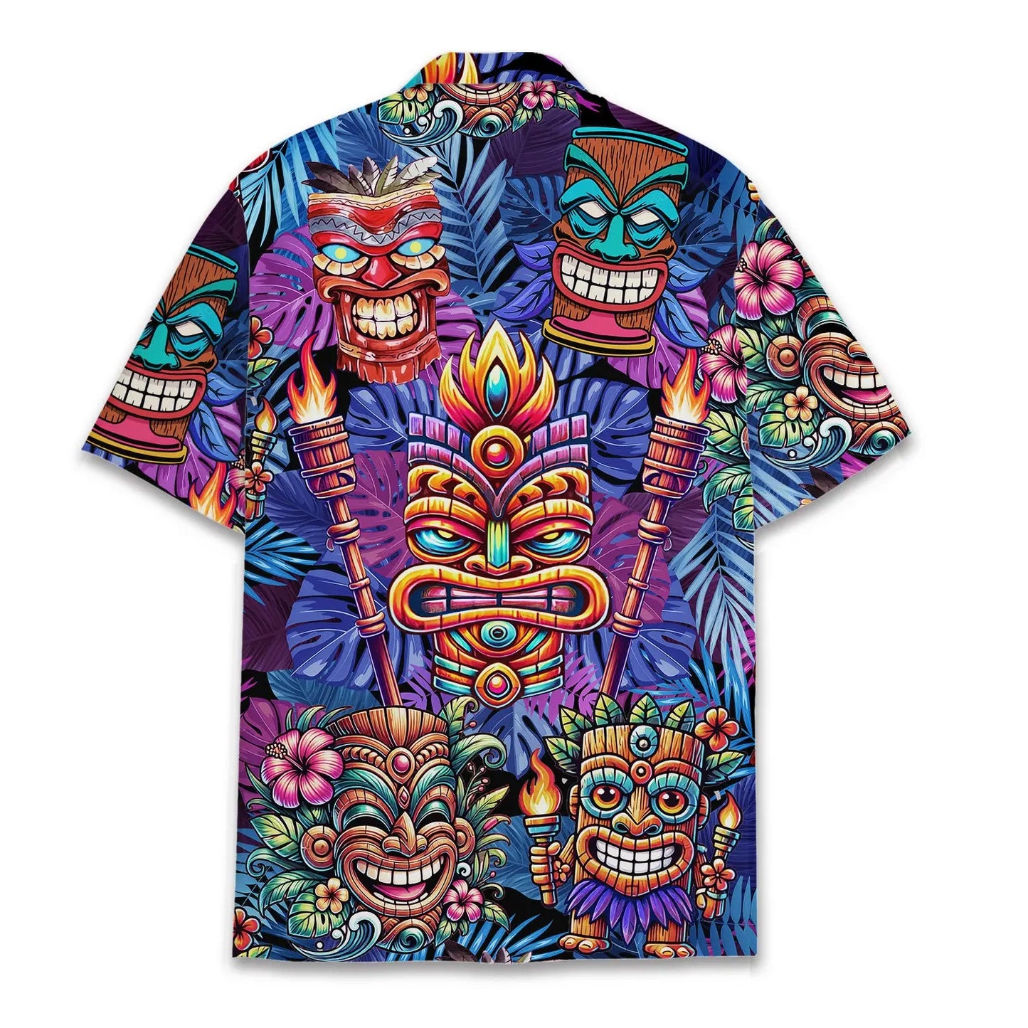 Tropical Island Tiki Aloha Hawaiian Shirt For Island Vacations, Resort Wear, And Relaxed Seasonal Style