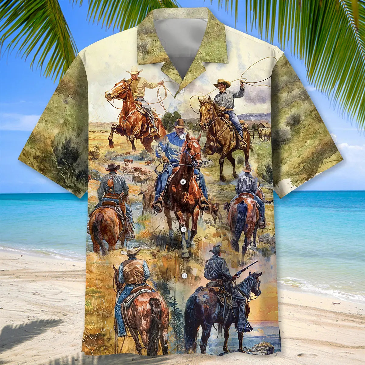 Cowboy Vintage Art Hawaiian Shirt For Tropical Retreat And Summer Event Style