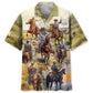 Cowboy Vintage Art Pocket Hawaiian Shirt For Island Adventure, Cruise Journey, And Casual Outdoor Style