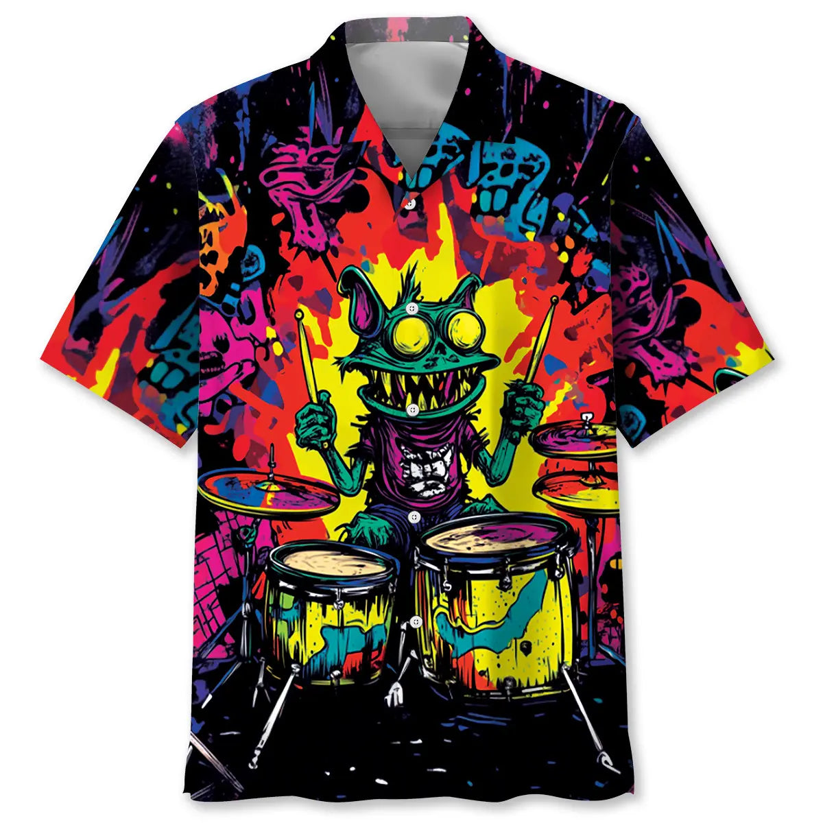 Hawaiian Shirt / Adults / S Crazy Drum Monster Hawaiian Shirt